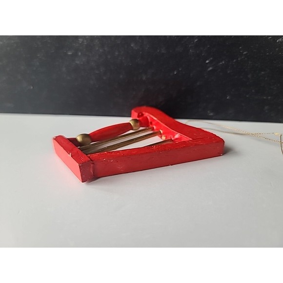 Vintage Christmas Wooden Harp Ornament - Picture 6 of 10